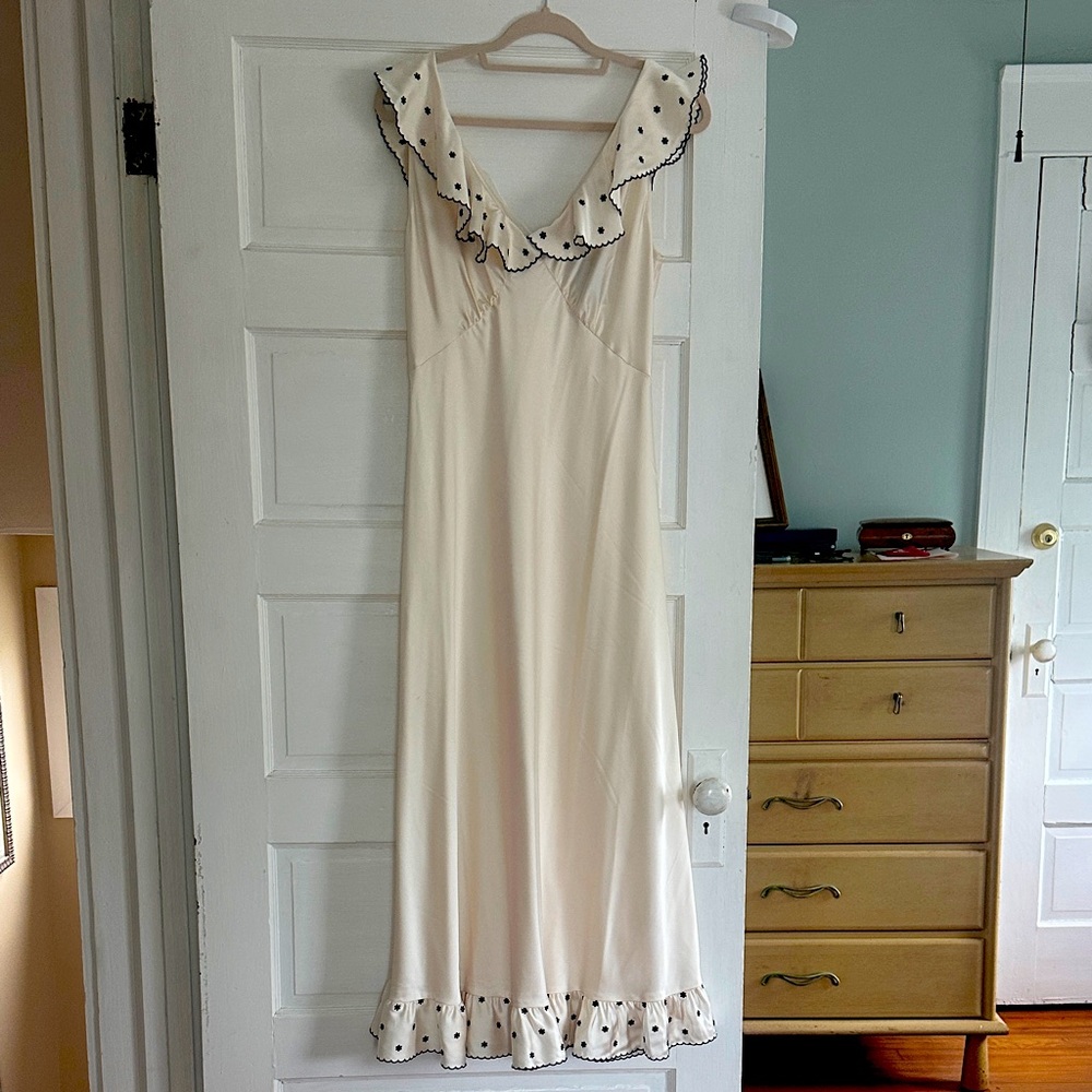 Caroline Constas Cream Maxi Dress with  Ruffles